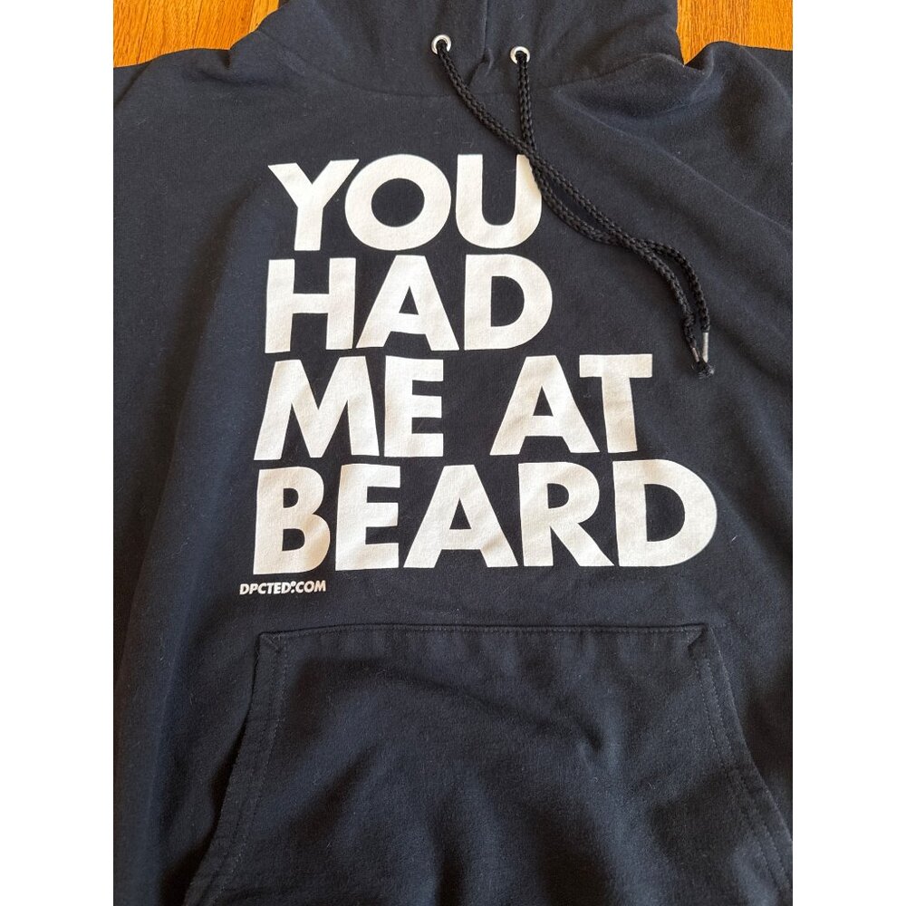Hanes ComfortBlend EcoSmart Black Hoodie "You Had Me At Beard" Design XL - Picture 2 of 9